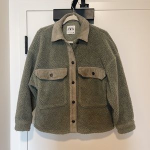 Zara Green Shacket Shirt Jacket